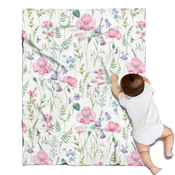 Pioneer Flower Blanket,Comfortable Soft Flannel Throw Blanket,All Season,Warm Lightweight Blankets for Sofa Bed Couch Living Room Chair,30"x40"(80x100cm)