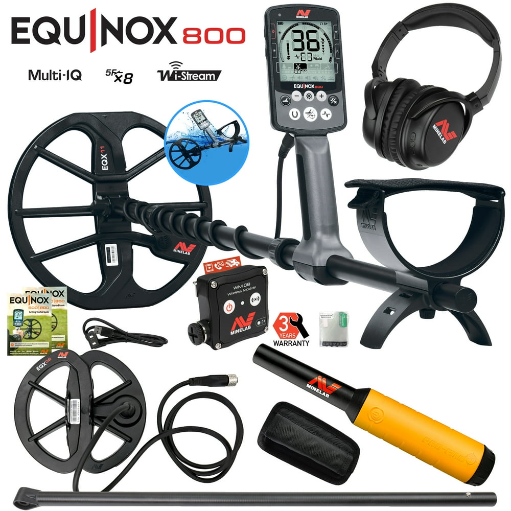Minelab Equinox 800 Metal Detector with 6" Coil, Lower Shaft, and Pro