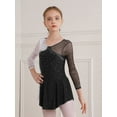 thumbnail image 6 of YONGHS Kids Girls Long Sleeve Ballet Dance Figure Ice Skating Dress A Black 6, 6 of 7