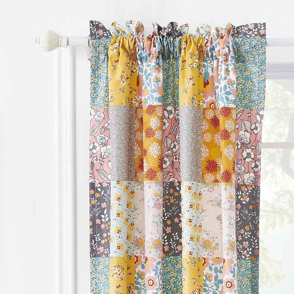 Barefoot Bungalow Carlie Calico Patchwork Print Curtain Panels 50 W x ...