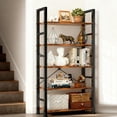 thumbnail image 2 of 5 Tier Bookshelf, Free Standing Wooden Bookcase with Open Storage Shelves with Metal Frame, Sturdy Shelf Organization Display Rack for Living Room, Bedroom, Home Office, 62.2" Tall, 2 of 7