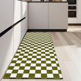 thumbnail image 4 of Olive Green and White Checkerboard Pattern Kitchen Rug Mat,Kitchen Runner Rugs Non Skid Washable,Decorative Kitchen Floor Mats for Kitchen,Sink,Laundry,17"X47", 4 of 5