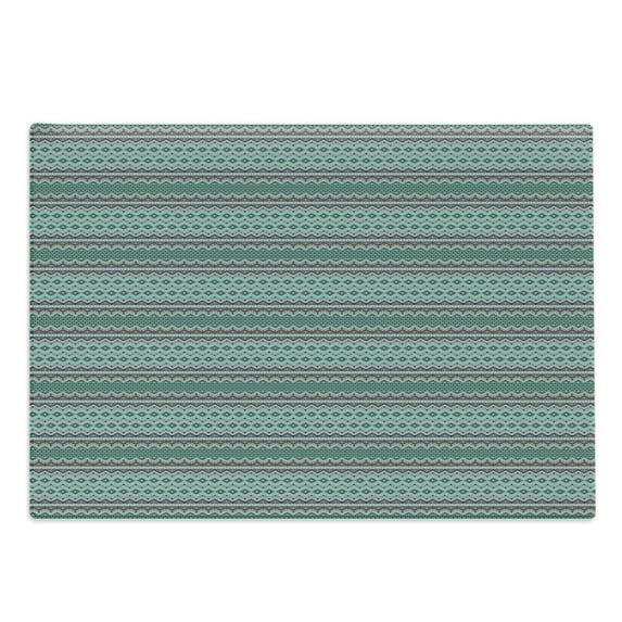 Bohemian Cutting Board, Traditional Geometrical Aztec Motifs Zig Zags and Triangle Ornaments, Decorative Tempered Glass Cutting and Serving Board, Large Size, Multicolor, by Ambesonne