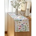 thumbnail image 5 of Table Runner 72 Inches Long for Kitchen Dining, Spring Floral Dresser Scarf Farmhouse, Dining Table Decorations for Wedding/Parties, Pink Blue Flowers Botanical Butterflies 18 x 72 In, 5 of 8