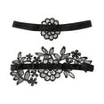 thumbnail image 2 of 2 piezas de ligas de novia con patrón de flores, accesorios de liga de encaje para baile de graduación Negro, 2 of 9