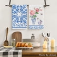 thumbnail image 2 of Butterflies Royal Blue Porcelain Kitchen Towels Dish Towels, 18x26 Inch Vase Roses Cup Vintage Flowers Decoration Hand Towels Set of 4, 2 of 6