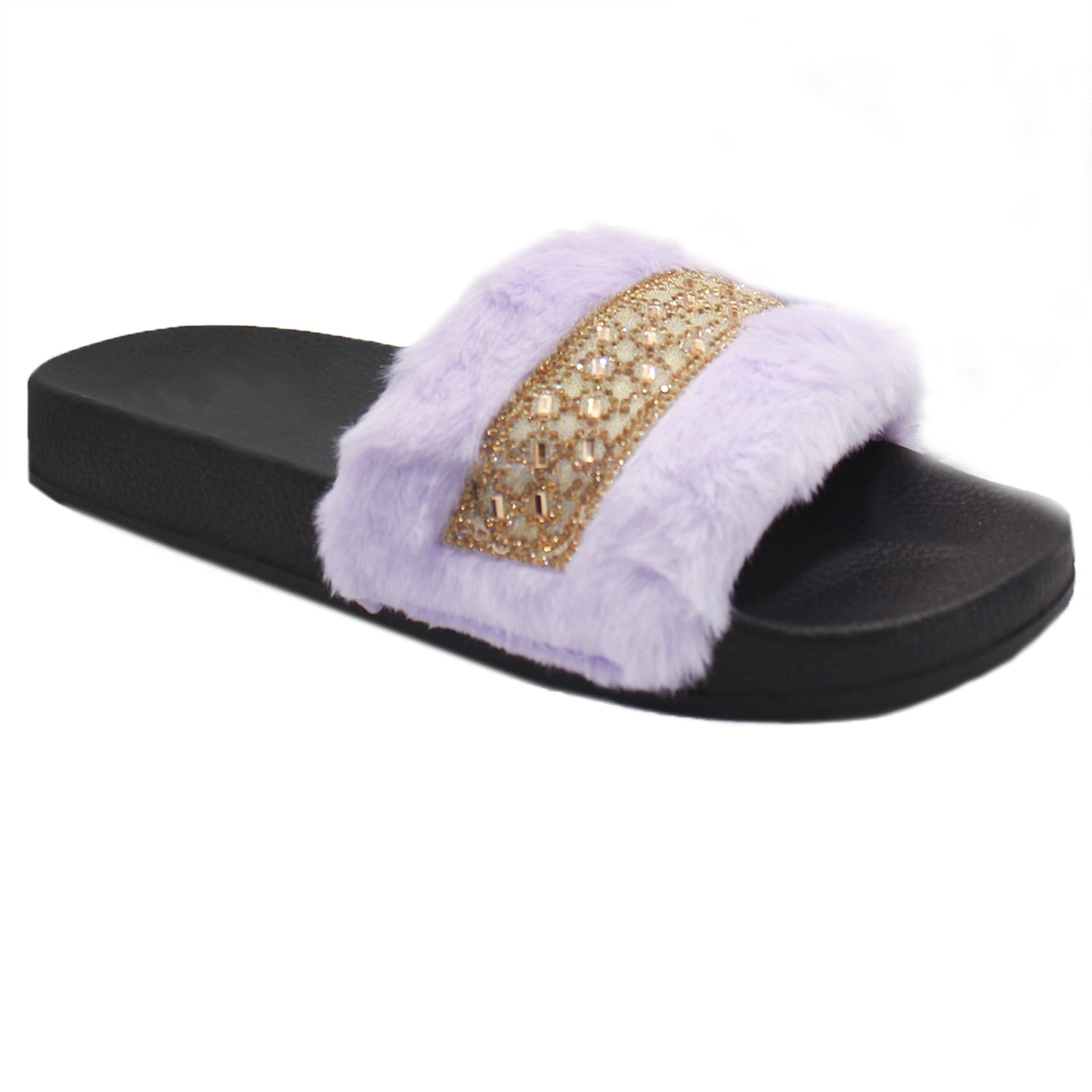 Details about   US Women Rainbow Fur Slippers Warm Mules Shoes Slip On Cross Over Fluffy Slides