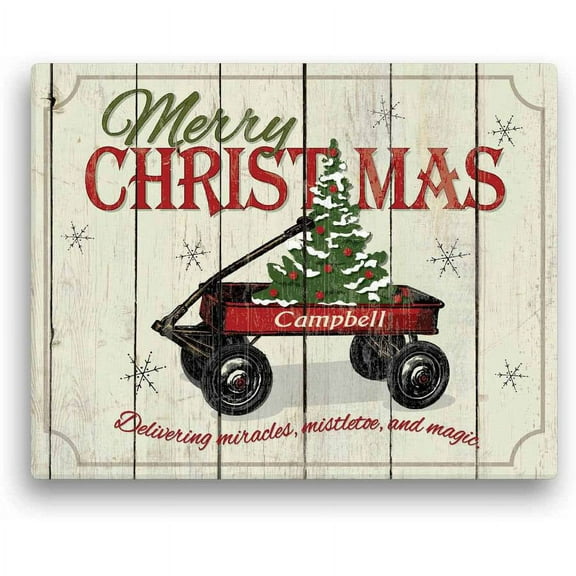 Personalized Christmas Wall Art - Christmas Wagon 11" x 14" Canvas