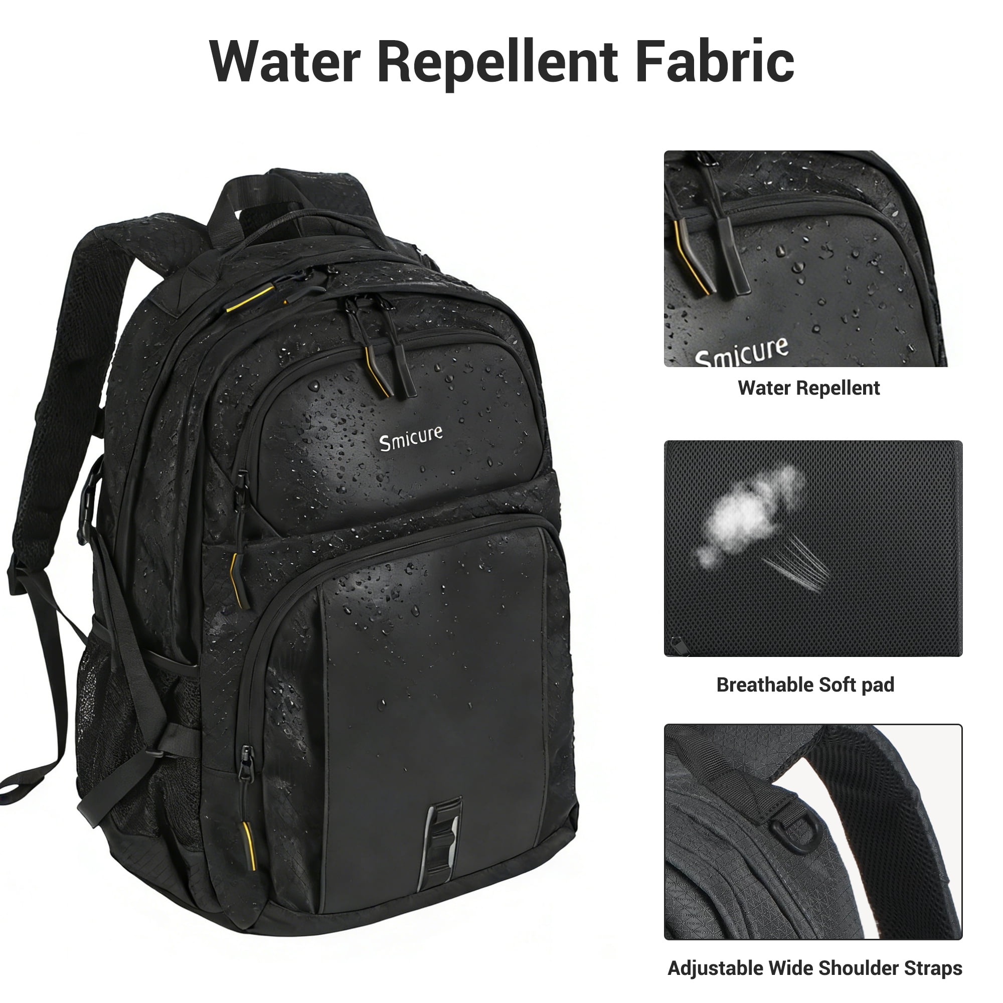 Smicure Travel carry on Backpack Laptop Business 18 Inch Business Anti Theft Slim Sturdy College School Computer Bag.Black