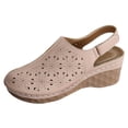 thumbnail image 3 of Rokment Women's Platform Wedges Clogs Slingback Dressy Sandals 2026 Summer Fashion Casual Flower Hollow out Closed Toe Orthopedic Chunky High Heels Beach Dress Sandals for Ladies Beige Size 6.5, 3 of 5