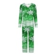 thumbnail image 3 of Lorytime Cute Christmas Pjs Sets for Women Snowflakes Long Sleeved V-Neck Tops Elastic Waist Pants Casual Loungewear, 3 of 4