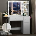 thumbnail image 5 of POAO Vanity Desk with Rotating Jewelry Organizers,Makeup Vanity with Mirror and Lights,Dressing Table with USB-C Charging, 2 Drawers & Cabinet,White, 5 of 10