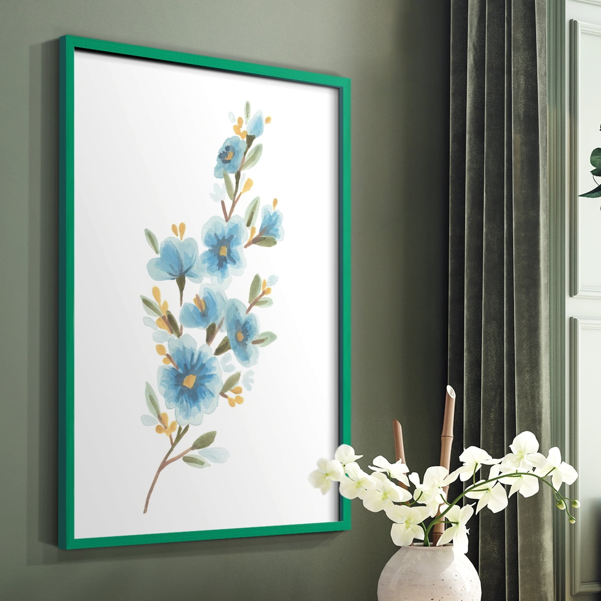 Wildflower Sprig II Framed Print - Solid Wood in Single Picture Frame Solid Wood 2 Framed Print