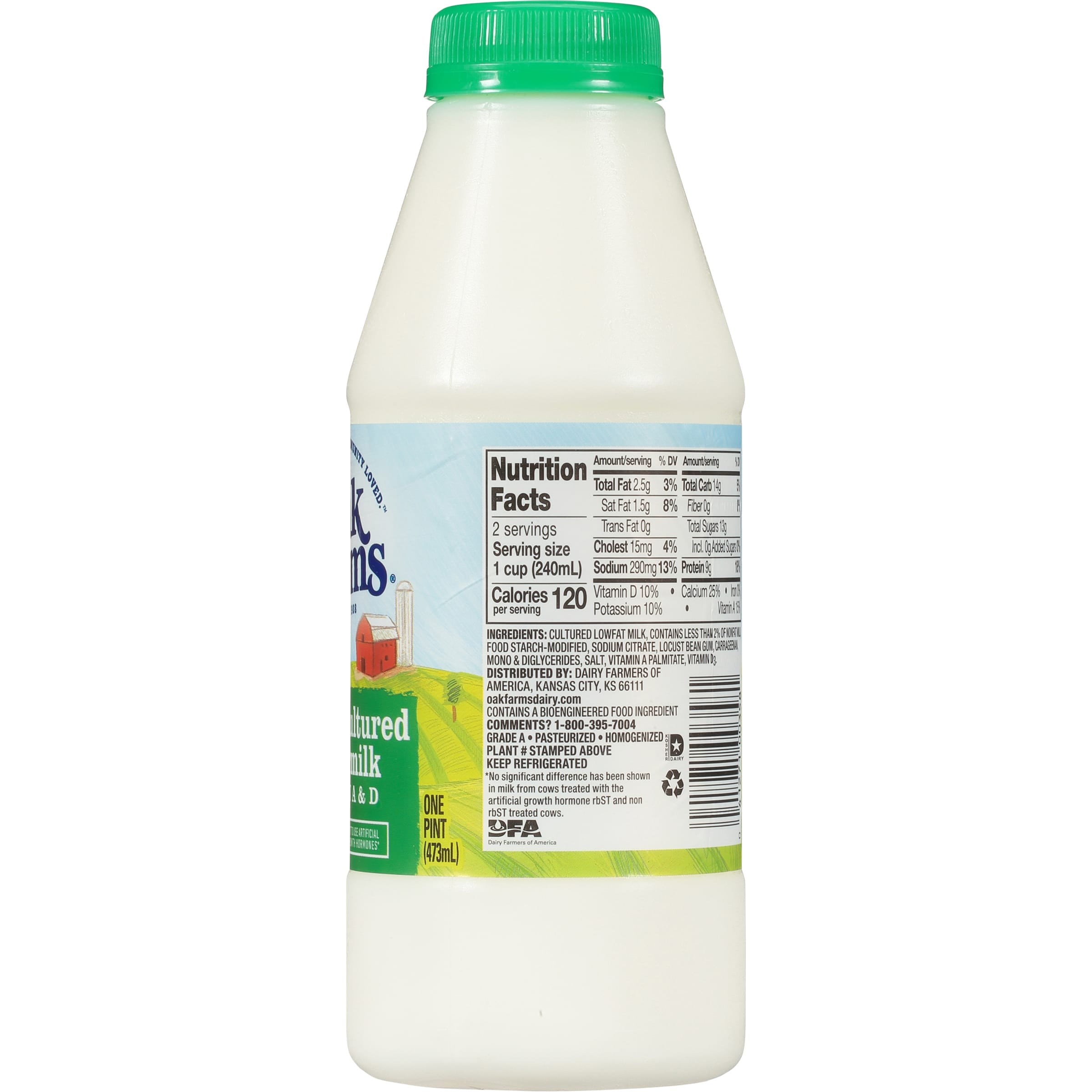 Oak Farms 1 Lowfat Cultured Buttermilk Pint 1 Container Walmart Com