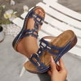 thumbnail image 2 of Rvasteizo Womens Thick Sole Peep Toe Wedge Shoes Solid Summer Casual Pull-On, 2 of 5