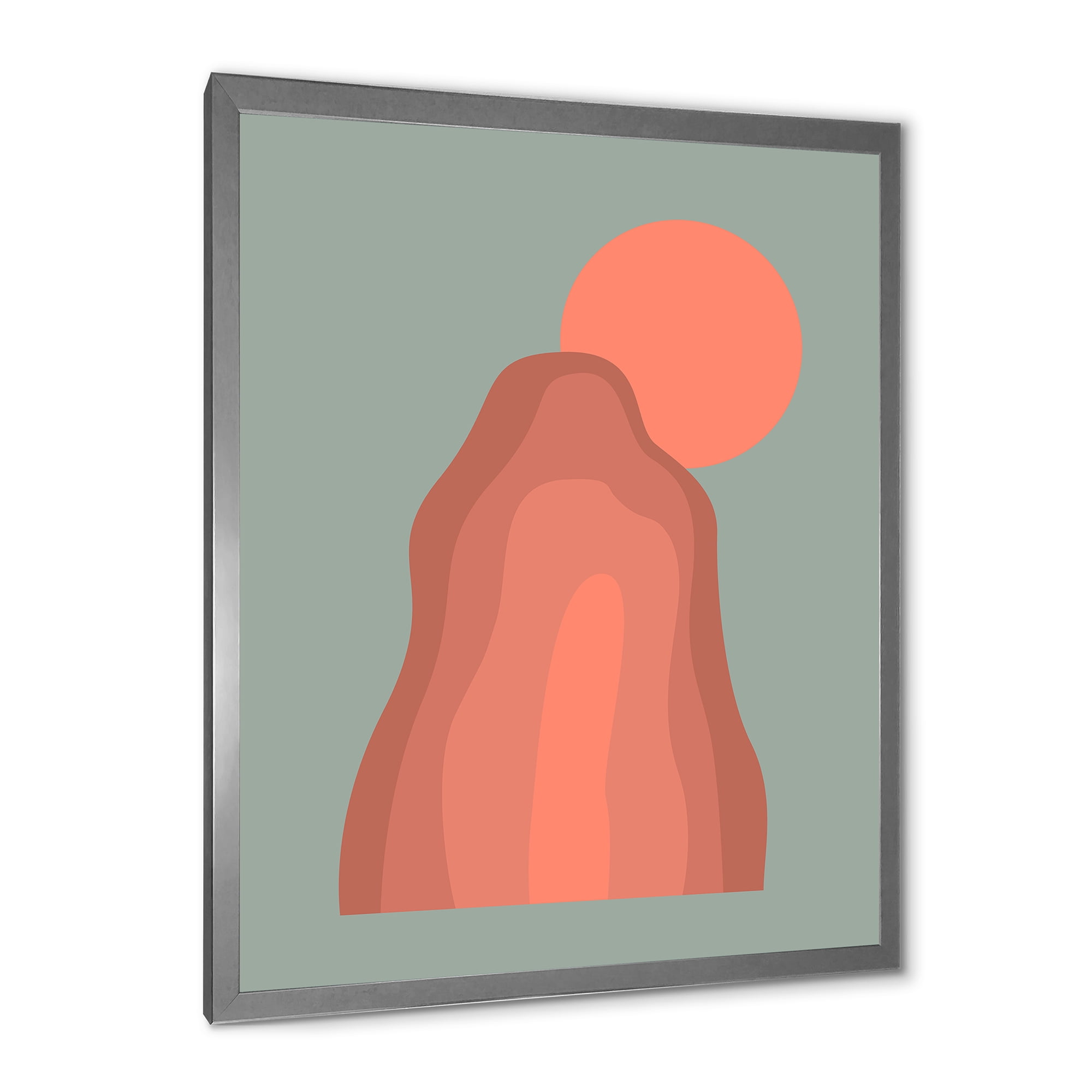 Designart 'Abstract Pink Sunset Mountain Landscape' Modern Framed Art Print