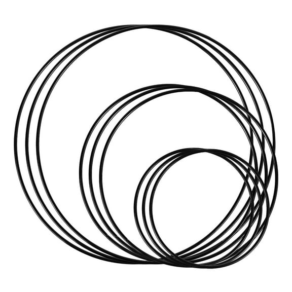 Beaupretty Black Metal Hoops Sleek Finish for Macrame and Wreath Crafts 9Pcs