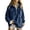 Blue#12, variant on Sweatshirt for Women Flannel Quarter Zip Turn Down Collar Hoodless Tops Long SLeeve Loose fits Lady Blouses Fall Outfitss