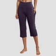 thumbnail image 2 of felwors Womens Yoga Capri Pants High Waist Capri Leggings with Pockets Wide Leg Crop Exercise Workout Summer Pants Purple, XXL, 2 of 7