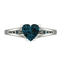 1 ctw Solitaire Anniversary Ring for Women | Heart Cut Natural London Blue Topaz | Hyperallergenic Solid 18K White Gold