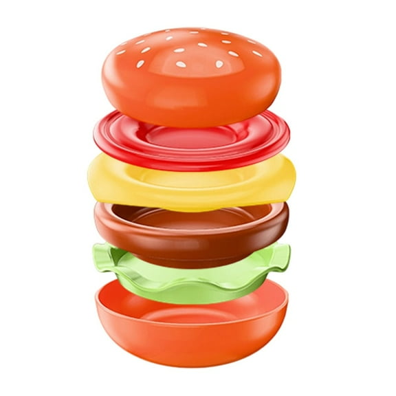 Burger Plates Set, 6-Layer Hamburger Small Plate Sets for Dessert & Sauces Dip