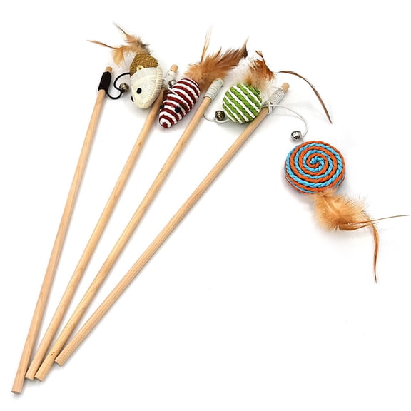 CIYISON Cat Stick Toy With Bell Cat Interactive Toy Kitten Teaser Wand For Boredom