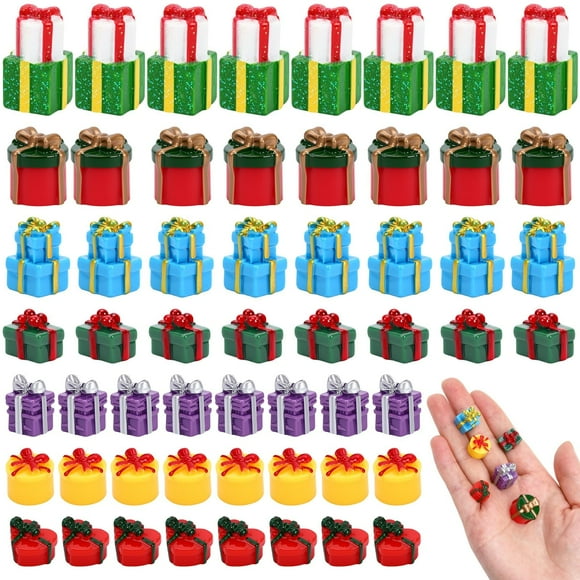 Mini caja de regalo navideña de resina, juego de 56 piezas, DTOFOOT