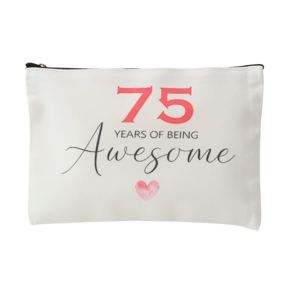 Unique Bargains 1 Pc Durable Number Slogan Makeup Bag White Canvas