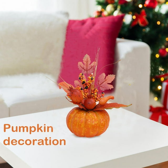 Fiudx Calabazas Artificiales de Hojas de Arce, Decoración de Espuma Realista, Guirnalda para Acción de Gracias y Halloween, Hojas de Seda Exquisitas, Uso Interior y Exterior, Diseño Ligero, 1 Adorno