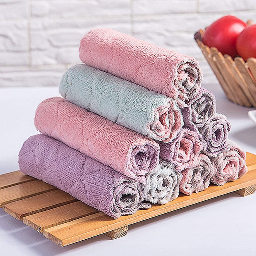 Coral Fleece Dish Towel,Super Absorbent Cleaning Cloths,Nonstick Oil Rags  for Kitchen,1Pcs 