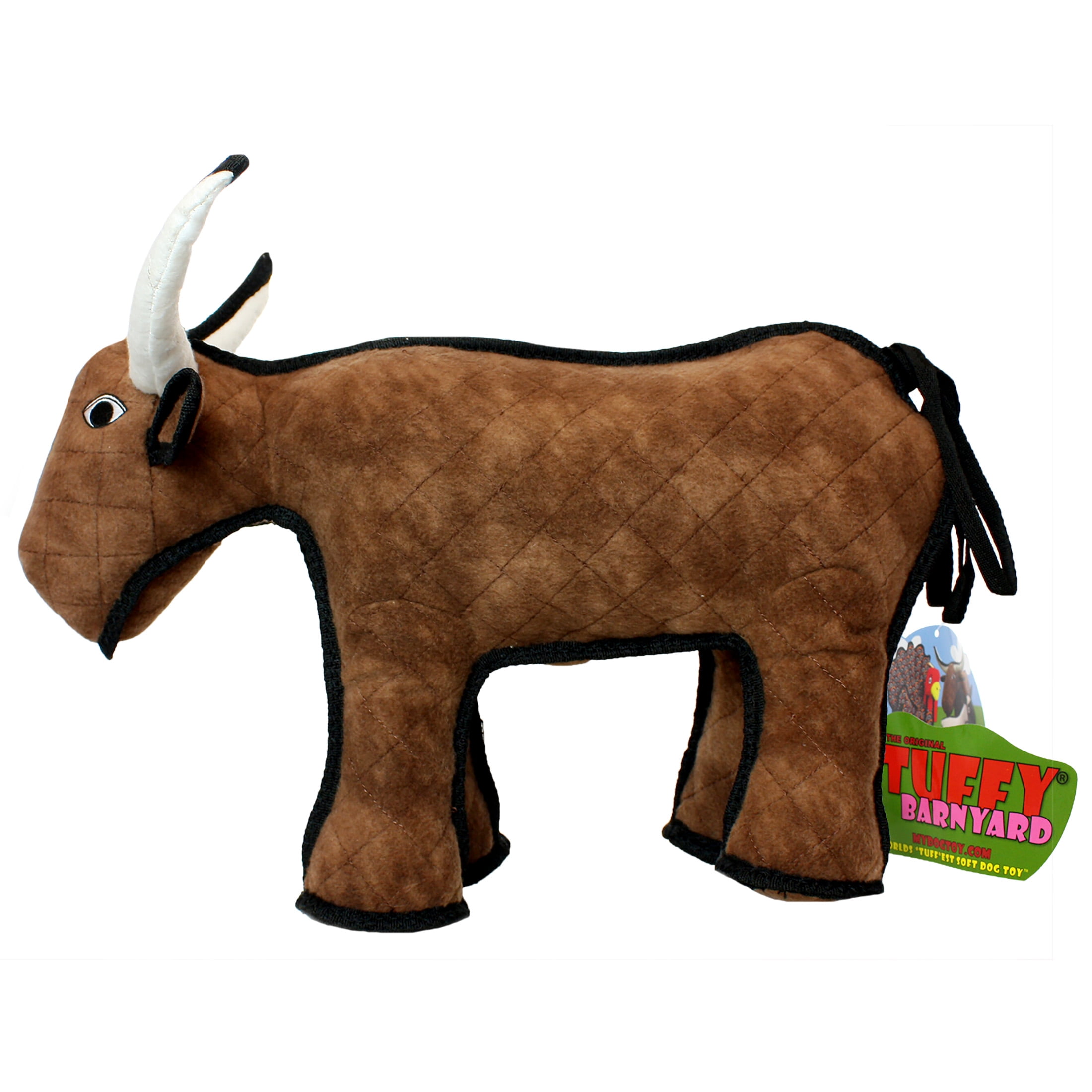 TUFFY Barnyard Bull Durable Plush Squeaky Dog Toy, 2-Pack