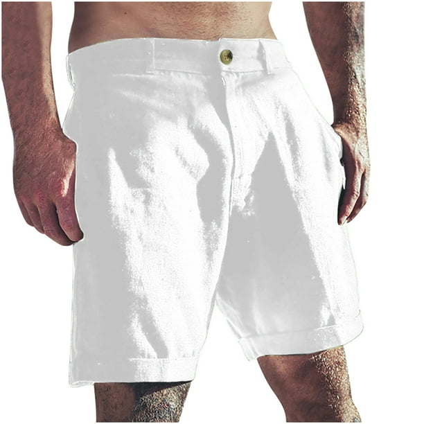 Nebwoak Mens Shorts Casual Cotton Linen Summer Button Relaxed Fit