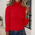 thumbnail image 5 of Women's Knitted High Neck Pullover Sweater â Long Sleeve Striped Turtleneck, Soft Warm Cozy Casual for Cold Weather Comfort, 5 of 8