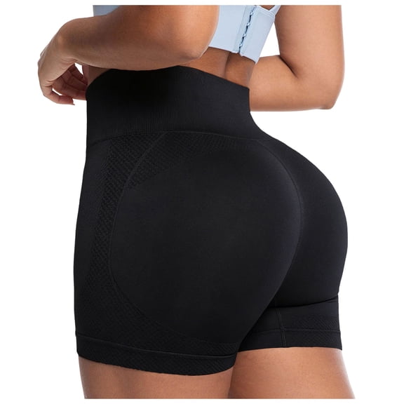 felwors Tummy Control Biker Shorts Lifting Seamless Yoga Athletic with Pockets Running Black for Size XL