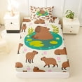 thumbnail image 3 of Erosebridal Brown Cartoon Capybara Twin Sheet Sets, Kid Girl Boy Bedding, 3 Pieces, 3 of 5