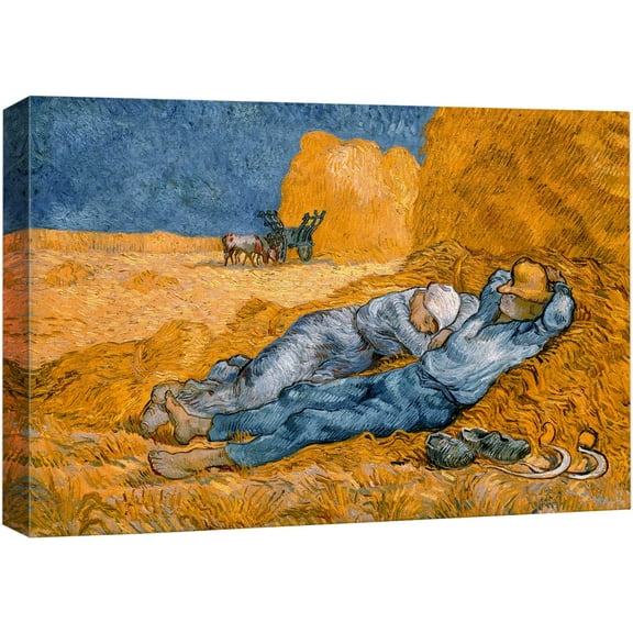 wall26 Canvas Print Wall Art Rest from Work (After Millet) by Master Artist Vincent Van Gogh Nature Wilderness Illustrations Fine Art Relax/Calm Multicolor for Living Room, Bedroom, Office - 16"