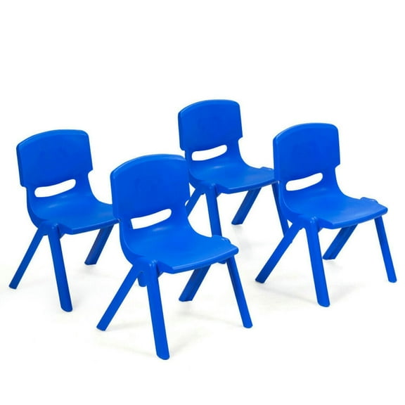 Resenkos 4-pack Kids Plastic Stackable Classroom Chairs-Blue, Kids Chairs for Kids