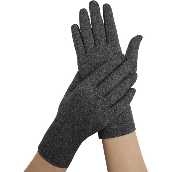 Dr. Arthritis Full Length Arthritis Gloves for Pain Relief – Cotton Compression Gloves with Handbook – Doctor Developed for Hand Support, Rheumatoid & Osteoarthritis - Grey (Small)