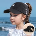 thumbnail image 2 of Krdevn Girls' Ponytail Baseball Cap, Adjustable Breathable Sun Hat with Heart Embroidery, Lightweight Outdoor Sports Cap for Summer,One Size, 2 of 3