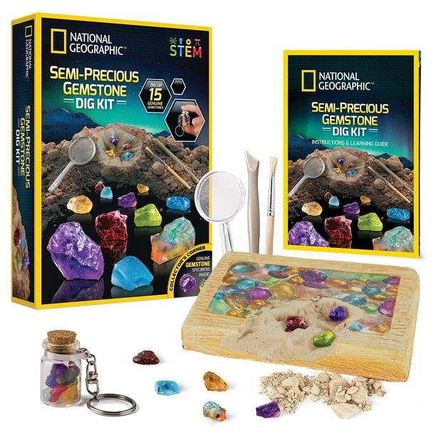 Kit de excavación de piedras preciosas de National Geographic con 15 gemas para niños