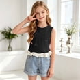 thumbnail image 7 of Mnyotv Toddler Girls Summer Clothes Sleeveless Ruffle Hem Tank Tops with Bow Casual Crewneck T Shirts Size 18-24 Months, 7 of 7