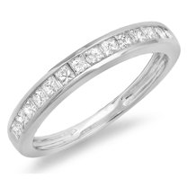 Dazzlingrock Collection 0.60 Carat (ctw) 14K Princess Diamond Ladies Anniversary Wedding Stackable Band, White Gold, Size 4.5