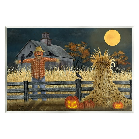 Stupell Industries Scarecrow Farm Landscape Holiday Painting Unframed Art Print Wall Art, 15 x 10