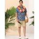 thumbnail image 3 of Lars Amadeus Camisa geométrica irregular para hombre Color Block Manga corta Botón abajo Camisas de verano Azul L Unique Bargains Camisas, 3 of 6