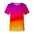 thumbnail image 4 of OGLCCG Womens Short Sleeve T Shirts Casual Tunic Tops Gradient Crewneck Summer Loose Fitting Tee Shirts, 4 of 5
