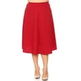 thumbnail image 2 of Women's Plus Size A-Line Casual Flared Elastic Band Solid Midi Skirt, 2 of 5