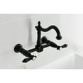 thumbnail image 2 of Kingston Brass KS1260BAL Heirloom Double-Handle Wall-Mount Bridge Kitchen Faucet, Matte Black, 2 of 7