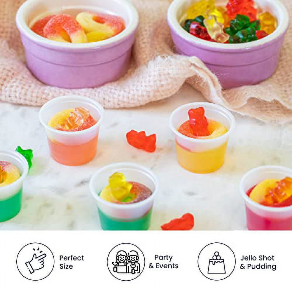 [250 Pack] 5.5 oz BPA Free Plastic Portion Cup - Disposable Jello Shots Sauce Condiment Souffle Dressing Mini Containers, Cups No Lids