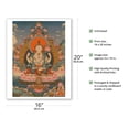 thumbnail image 2 of Avalokiteshvara Chaturbhuja (The All Seeing Lord with Four Hands) - Vintage Tibetan Thangka Buddhist Painting c.1800s - Fine Art Matte Paper Print (Unframed) 16x20in, 2 of 4