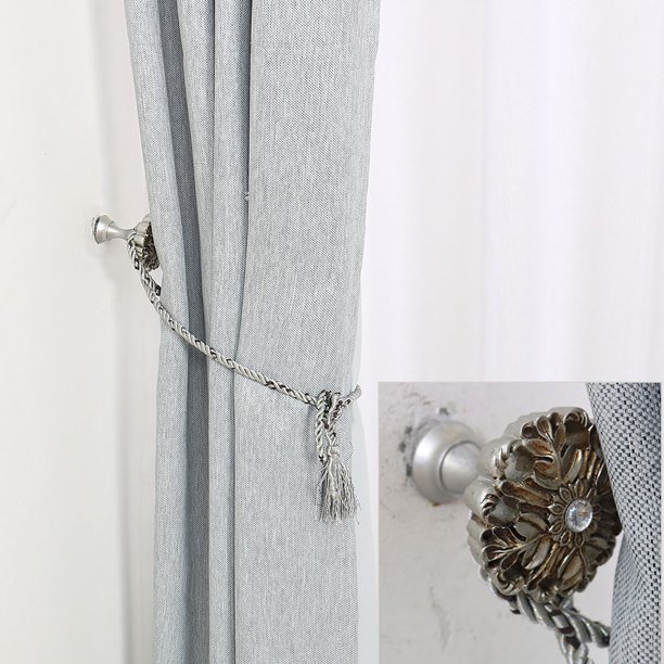Zinc Alloy Silver Tone Window Curtain Tieback Hooks Drapery Holdbacks